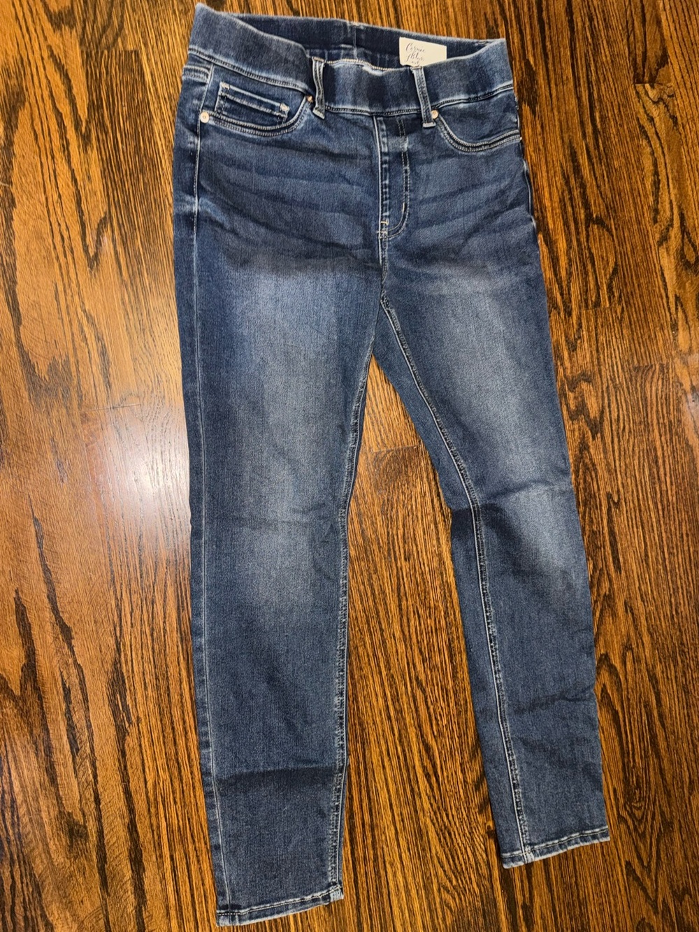 Women's Dark Wash Skinny Jeans - Stretch Mid-Rise